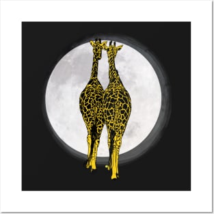 The two Giraffes and the Moon Posters and Art